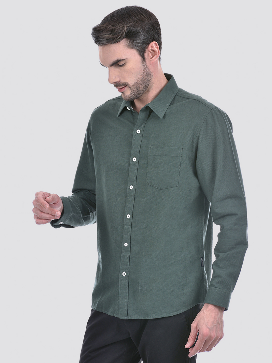 Numero Uno Men Solid Green Slim Fit Shirt